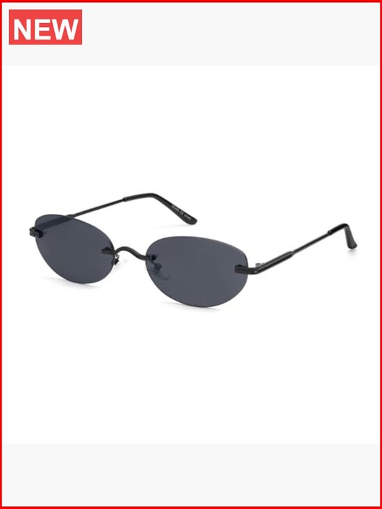 Retro Oval Sunglasses Women Trendy Rimless Vintage Narrow Shades main image 4